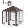 Lockable Outdoor Dog Kennel with UV-Resistant Canopy – Steel Wire Fence