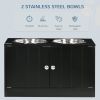 Elevated Dog Feeding Station with Storage – Black, 2 Stainless Steel Bowls (23.6" x 11.8" x 14")