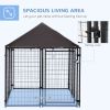 Lockable Outdoor Dog Kennel with UV-Resistant Canopy – Steel Wire Fence