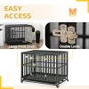 44" Heavy Duty Steel Dog Crate Kennel Pet Cage with Wheels for Convenient Access Anti-Pinching Floor, Black
