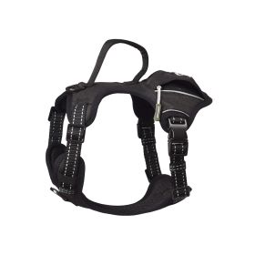 PETMARVEL High-Perfomance Tactical Dog Harness With Poop Bag Holder, No Pull Front Clip & Metal Buckles, Brown S (Option: Black-Large)