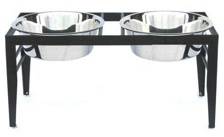 Chariot Rectangle Elevated Dog Bowl Stand – Wrought Iron (Option: Medium/Black)