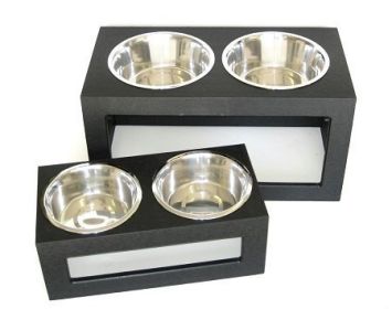 Raised Porchside Outdoor Double Dog Bowl (Option: Small/White)