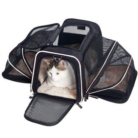 Outdoor dog portable handbag; 4 Sides Expandable Cat Carrier Bag with Removable Fleece Pad; Dog Carrier for Cats; Puppy and Small Dogs (Color: Large size, size: Grey green edge)