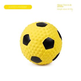 Squeaky Dog Toys; Natural Latex Rubber Dog Balls;  Soft ;  Bouncy & Durable for Small Medium Dogs Puppy Interactive Chew Sound Fetch Play (Color: Small yellow football)