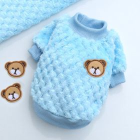 Warm Fleece Pet Clothes – Puppy Dress for Small/Medium Dogs (Color: Sky Blue, size: XL)