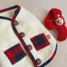 Small and medium dog plush coat; warm and soft dog coat; with scarf; chrismas pet clothing (Color: White [with scarf], size: XL)