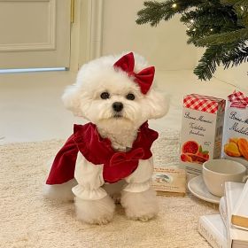 Christmas Dog Dress for Small Medium Dogs Winter New Year Non-Elastic Pet Apparel (Color: Red, size: XL)
