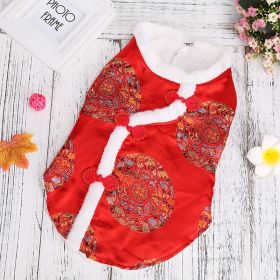 Chinese New Year Tang Suit Pet Jacket – Fleece Coat for Small & Medium Dogs (Color: Red, size: S)