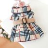 Plaid Dog Dress with Belt Winter Pet Clothes for Small Medium Dogs and Cats