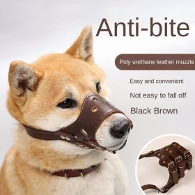 Dog mouth mask; anti-barking; anti-bite; dog mouth cover; puppy medium and large dogs; small dog masks; teddy golden retriever barker (Color: Brown mouthpiece, size: XL)