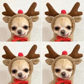 Christmas Plush Pet Hoodie Jacket – Warm Winter Coat for Puppies & Small Dogs (Color: Coffee, size: L)