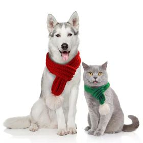 Pet knit Christmas scarf Creative teddy scarf cat dog pet supplies pet clothing dog scarf; cat scarf (Color: Red, size: S)