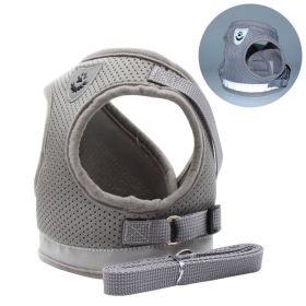 dog Harnesses and dog leash set; Pet Chest Strap Vest Dog Towing Rope Reflective Breathable Dog Rope Pet Supplies Wholesale (Color: Silver Grey, Specification (L * W): L)