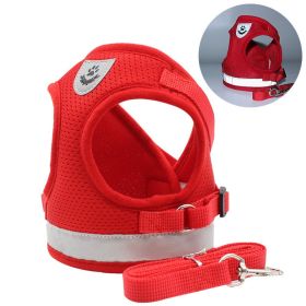 dog Harnesses and dog leash set; Pet Chest Strap Vest Dog Towing Rope Reflective Breathable Dog Rope Pet Supplies Wholesale (Color: Red, Specification (L * W): M)