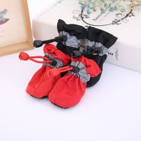 4 Pack Waterproof Dog Shoes with Anti-Slip Sole for Small to Large Pets (Color: Red, size: L)