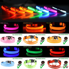 LED Adjustable Dog Collar Blinking Flashing Light Up Glow Pets Safety Waterproof (Color: Blue, size: S)
