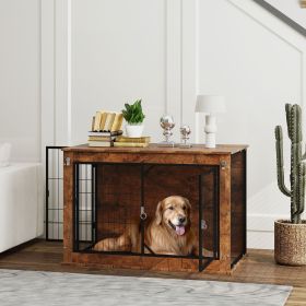 pet supplies gate (Color: Rustic Brown)