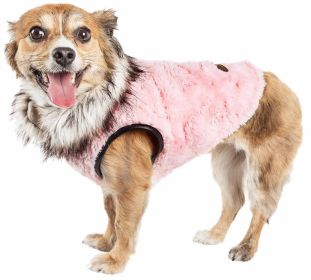 Pet Life Luxe “Pinkachew” Designer Mink Fur Dog Coat Jacket (size: small)