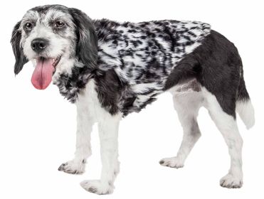 Pet Life Luxe “Paw Dropping” Gray-Scale Tiger Pattern Mink Fur Dog Coat Jacket (size: medium)