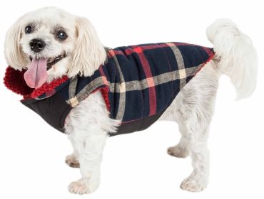 Pet Life Allegiance Plaid Insulated Dog Jacket (Color: Blue, size: small)