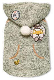 Touchdog Hippie Embellished Sleeveless Pompom Dog Hooded Sweater (Color: Olive Green, size: X-Small)