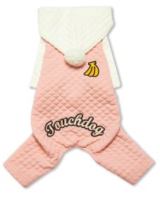 Touchdog Designer Quilted Full Body Dog Hoodie Sweater (Color: Pink/White, size: small)