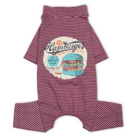 Touchdog Lightweight Breathable Printed Full Body Dog Onesie Pajamas T-Shirt (Color: Red, size: large)
