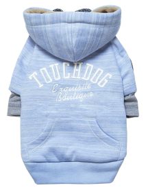Touchdog Hampton Beach Designer Cotton Dog Hoodie Sweater (Color: Blue, size: large)