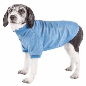 Pet Life Active Fur-Flexed Relax Stretch Wick Proof Performance Dog Polo T-Shirt (Color: Blue, size: X-Small)