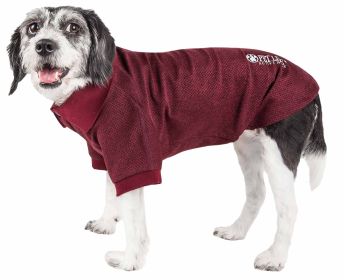 Pet Life Active Fur-Flexed Relax Stretch Wick Proof Performance Dog Polo T-Shirt (Color: Burgundy, size: medium)