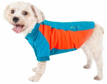 Pet Life Active Barko Pawlo Relax Stretch Wick Proof Performance Dog Polo T-Shirt (Color: Blue, size: X-Large)