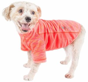 Pet Life Active Warf Speed Heathered Ultra Stretch Sport Performance Dog T-Shirt (Color: Orange, size: X-Small)