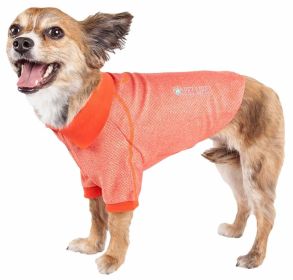 Pet Life Active Fur-Flexed Relax Stretch Wick Proof Performance Dog Polo T-Shirt (Color: Orange, size: large)