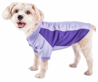 Pet Life Active Barko Pawlo Relax Stretch Wick Proof Performance Dog Polo T-Shirt (Color: Purple, size: X-Small)