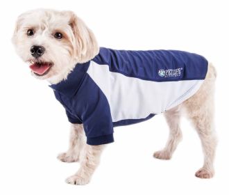 Pet Life Active Barko Pawlo Relax Stretch Wick Proof Performance Dog Polo T-Shirt (Color: Navy, size: X-Small)