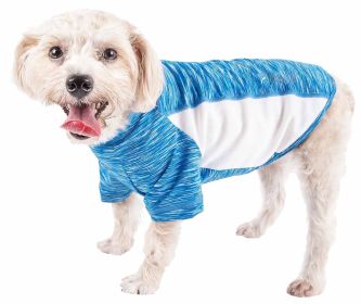 Pet Life Active Warf Speed Heathered Ultra Stretch Sport Performance Dog T-Shirt (Color: Blue, size: X-Small)