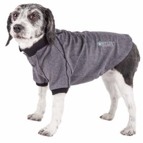 Pet Life Active Fur-Flexed Relax Stretch Wick Proof Performance Dog Polo T-Shirt (Color: Grey, size: large)