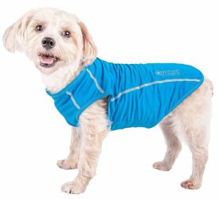 Pet Life Active Racerbark 4-Way Stretch Performance Active Dog Tank Top T-Shirt (Color: Blue, size: small)