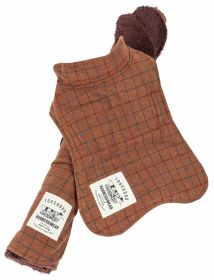 Touchdog Windowpane Plaid Dog Jacket + Reversible Mat (2-in-1 Set) (Color: Brown, size: small)