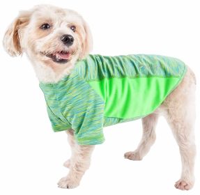 Pet Life Active Warf Speed Heathered Ultra Stretch Sport Performance Dog T-Shirt (Color: Green, size: medium)