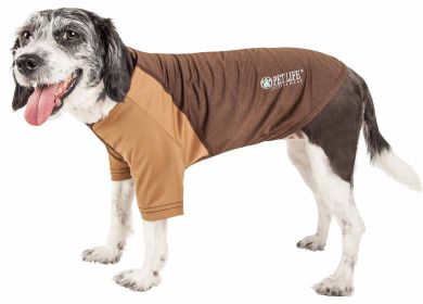 Pet Life Active Hybreed 4-Way Stretch Two-Tone Performance Dog T-Shirt (Color: Brown, size: small)