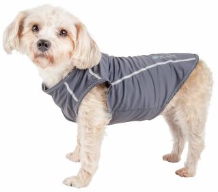 Pet Life Active Racerbark 4-Way Stretch Performance Active Dog Tank Top T-Shirt (Color: Grey, size: large)