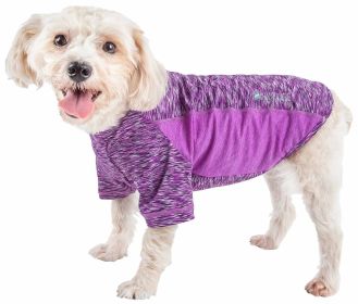 Pet Life Active Warf Speed Heathered Ultra Stretch Sport Performance Dog T-Shirt (Color: Purple, size: small)