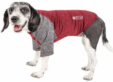Pet Life Active Hybreed 4-Way Stretch Two-Tone Performance Dog T-Shirt (Color: Maroon, size: medium)