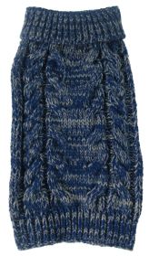 Fashion Cable Knit Dog Sweater – Heavy Ribbed, True Blue (size: large)