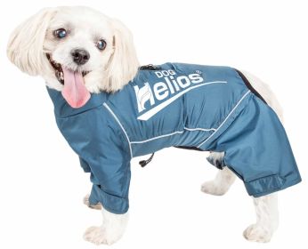 Helios Hurricanine Waterproof Reflective Full-Body Dog Coat – Heat Reflective Tech (Color: Blue, size: large)