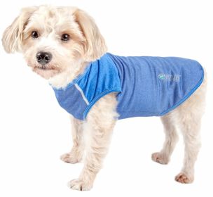 Pet Life Active Aero-Pawlse Quick Dry 4-Way Stretch Performance Dog Tank Top T-Shirt (Color: Blue, size: large)