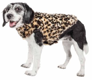 Pet Life Luxe “Poocheetah” Spotted Cheetah Pattern Mink Fur Dog Coat Jacket (size: large)