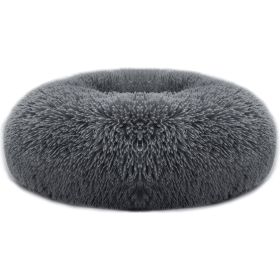 Pet Dog Bed Soft Warm Fleece Bed Nest Sofa Bed Cushion L (Color: Dark Gray, size: L)